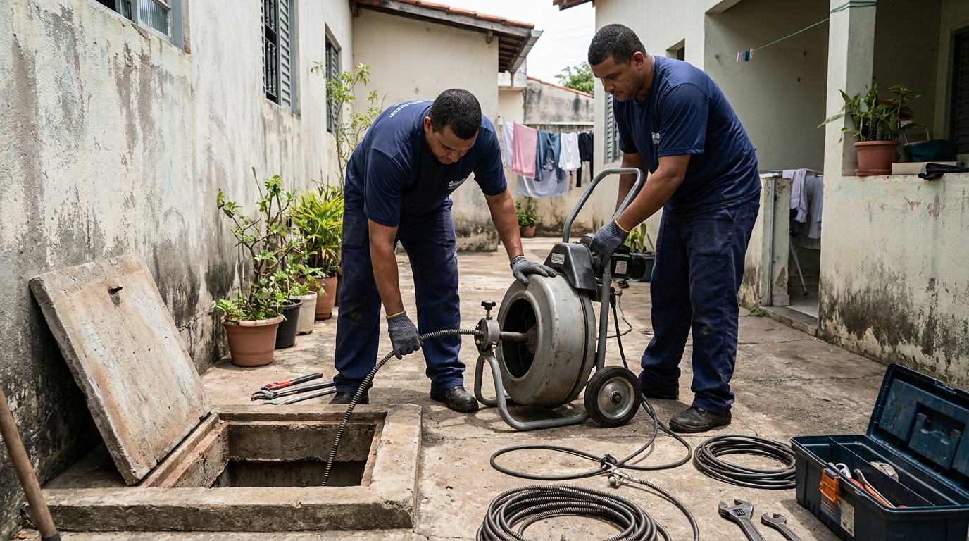 Desentupimento de Coluna Sanitária nos Cuités, Campina Grande‑PB