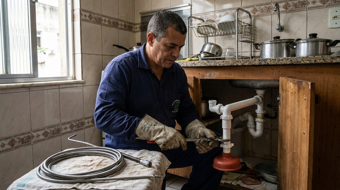 Desentupimento de pia residencial em Campina Grande-PB