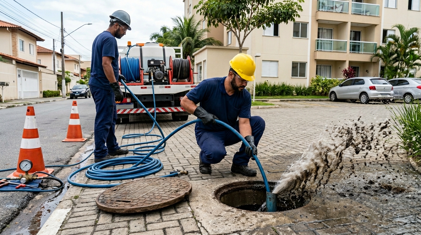 Desobstrução com Alta Pressão no Conceição, Campina Grande‑PB