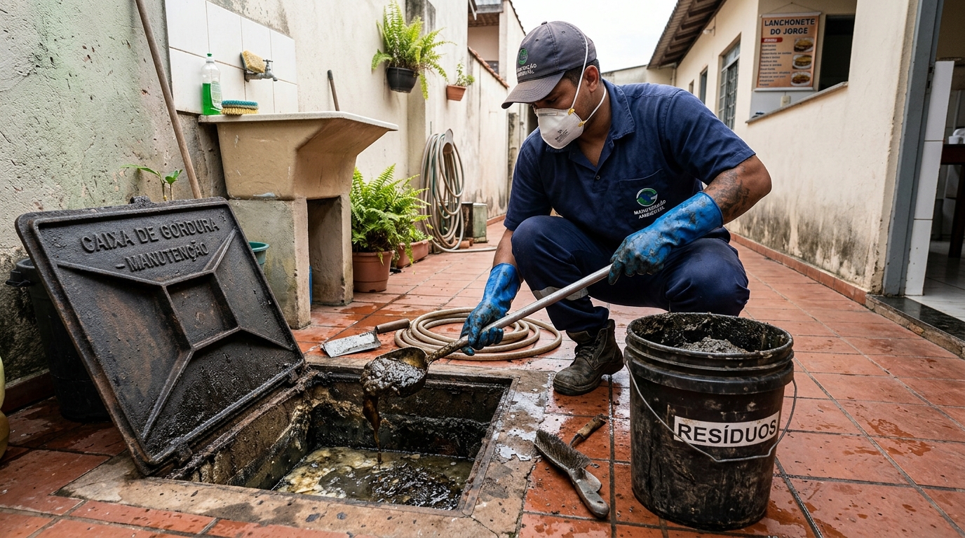 Manutenção de Caixa de Gordura nos Cuités, Campina Grande‑PB
